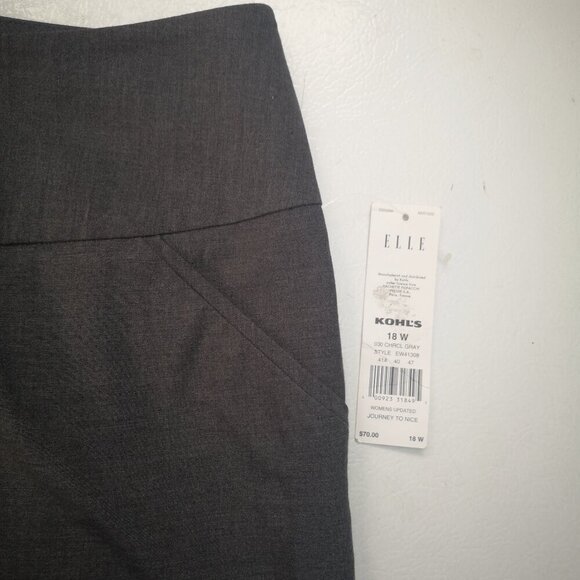 NWT Elle Woman Ladies Size 18W Dark Grey Wide Leg Wide Waistband Dress Pants - Picture 6 of 12